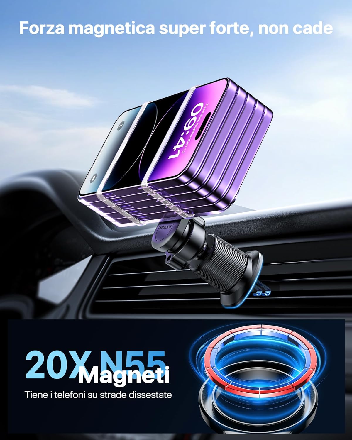 Thumbnail 2 de Miracase Porta cellulare auto magnetico con MagSafe