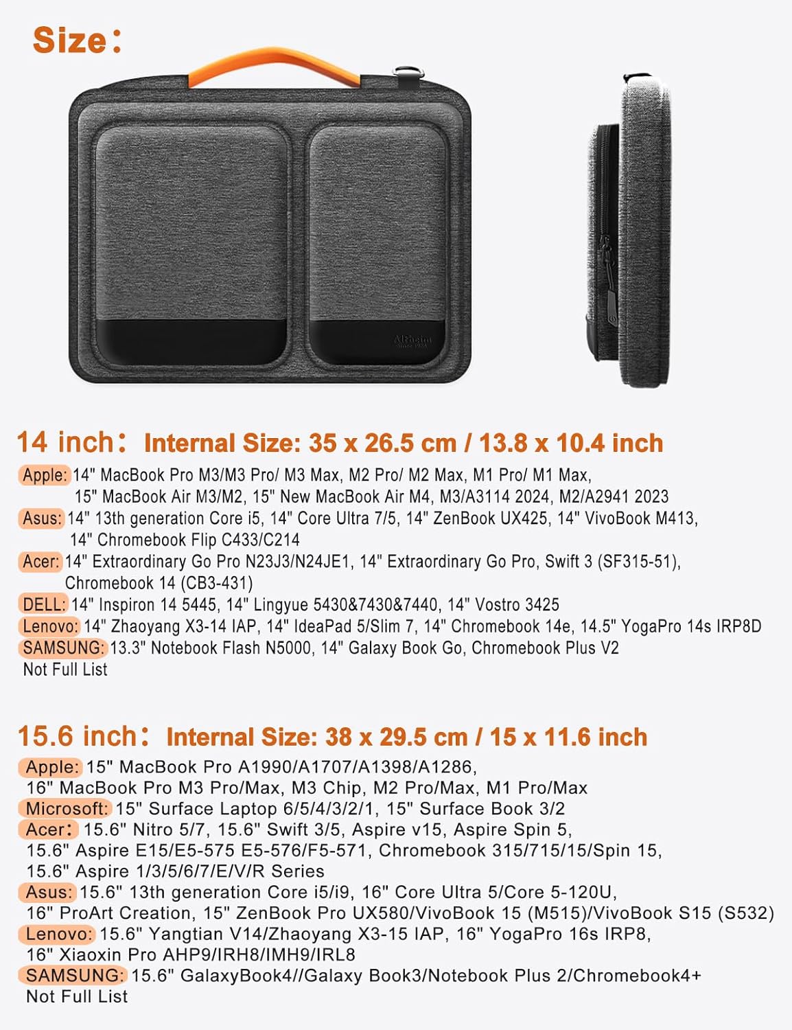 Detalle de Alfheim Laptop Bag 14-14.2 inch: Waterproof, Shockproof and Lightweight Briefcase