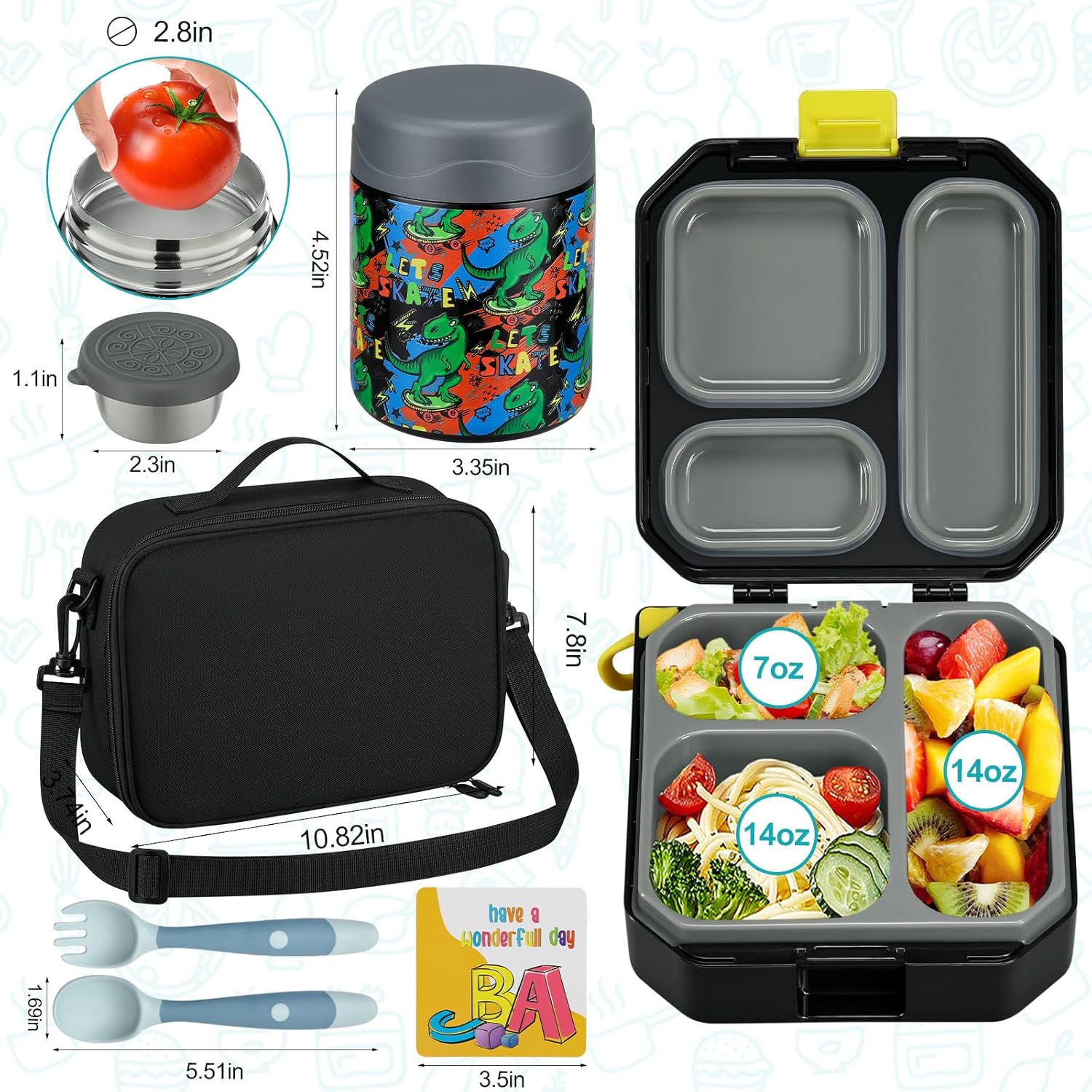 Thumbnail 5 de Wiwens Kids Bento Lunch Box, 12 oz
