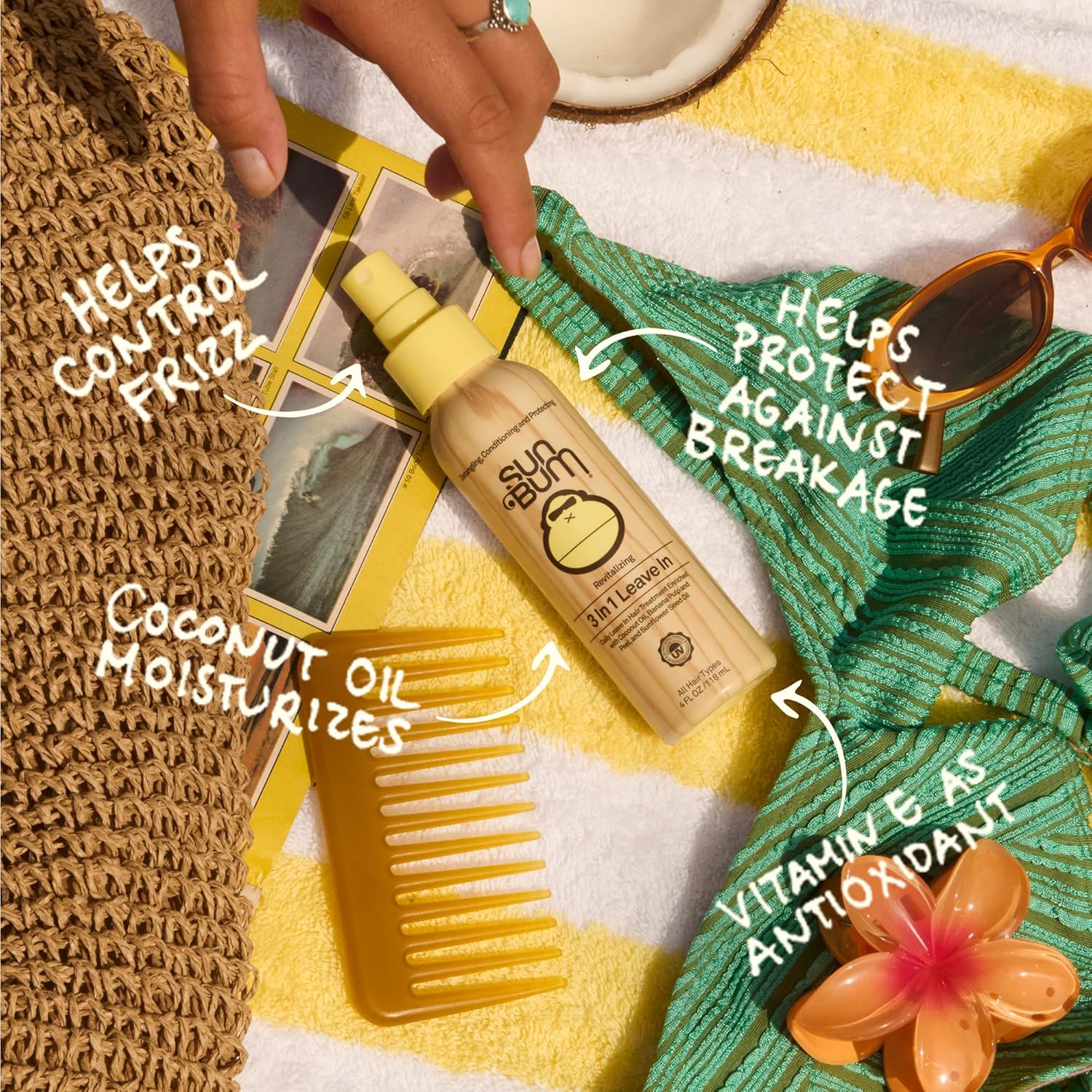 Thumbnail 2 de Sun Bum Revitalizing 3 in 1 Leave In Conditioner (Anti-Frizz Detangler) — Coconut Oil & Banana, Color Friendly, 4 oz