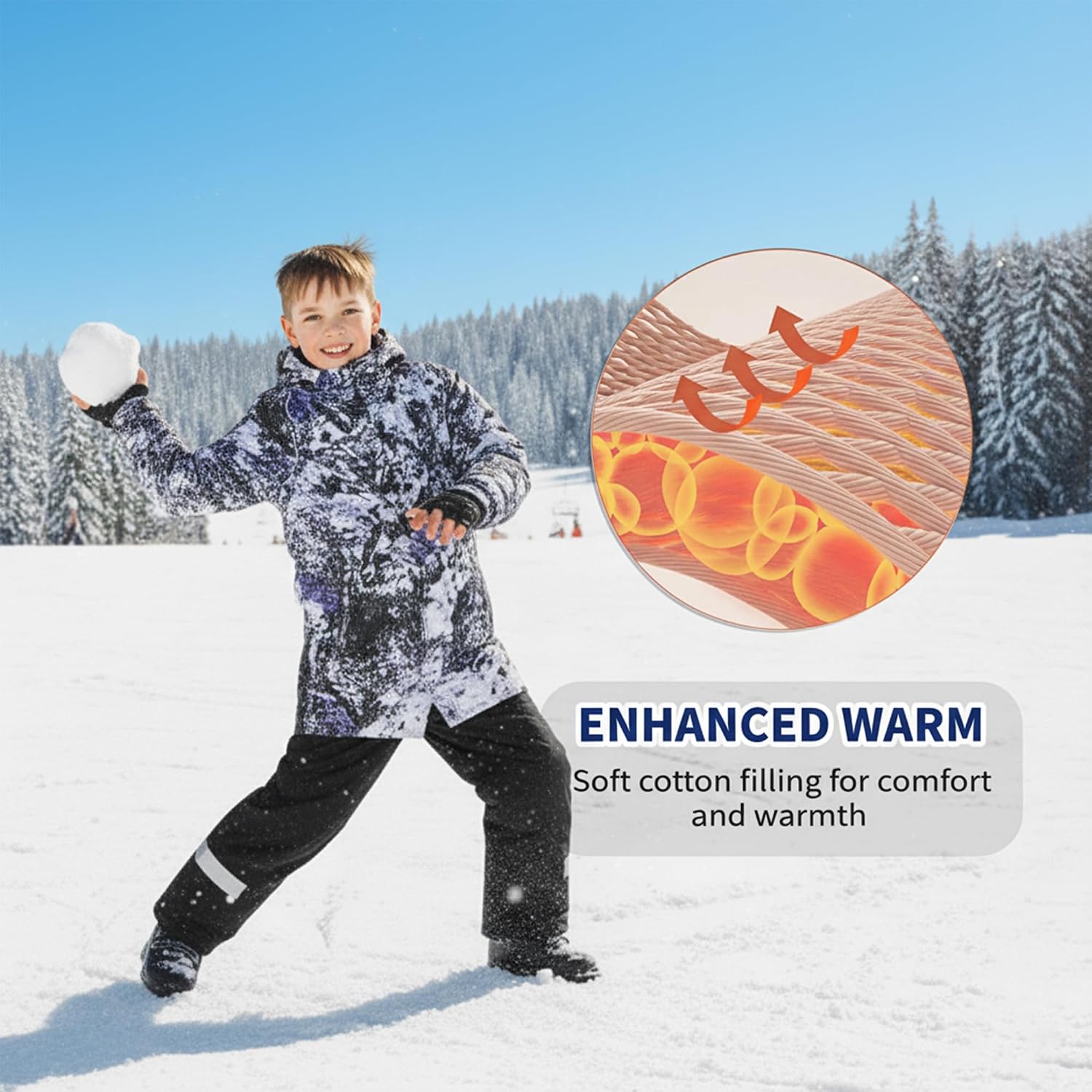 Detalle 2 de Yueta Kids One-Piece Snowsuit, Waterproof and Breathable for Skiing