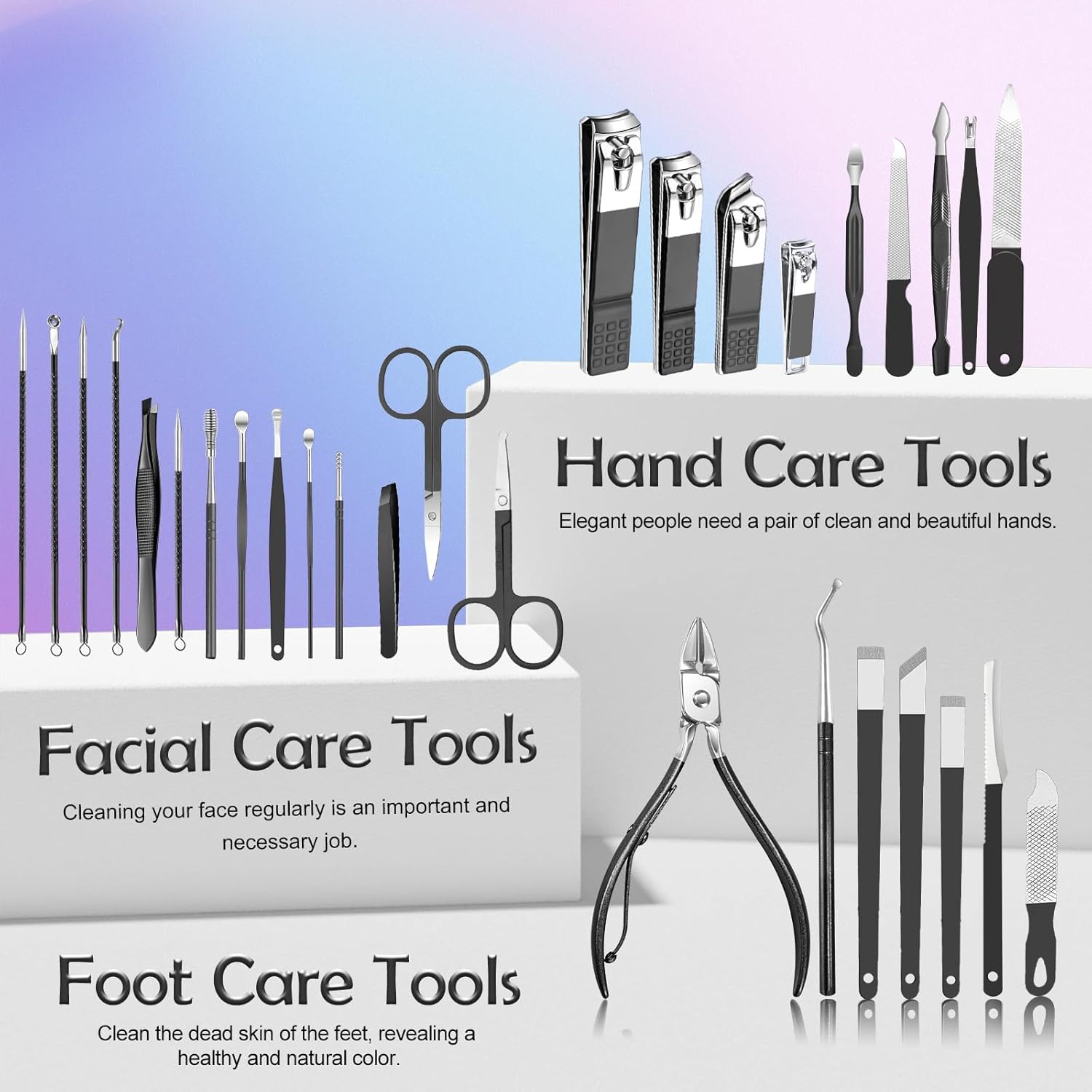 Thumbnail 3 de Manicure Pedicure Kit Professional 30pcs: Deluxe All-in-One Nail Care for Men
