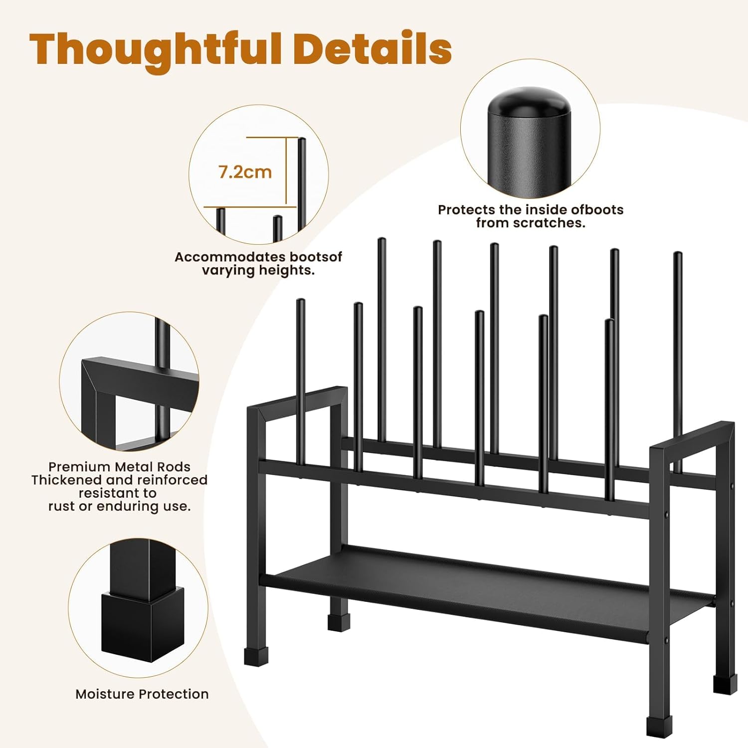 Detalle de Mavivegue 2-in-1 Boot Rack & Shoe Rack: Compact, Detachable 2-Tier Storage for Boots and Shoes