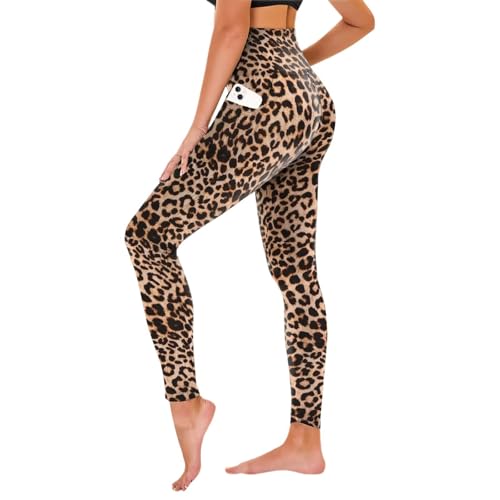 Detalle de TNNZEET High Waist Leggings Damen Leopard – elastische, weiche Leggings für Sport und Alltag (L-XL)