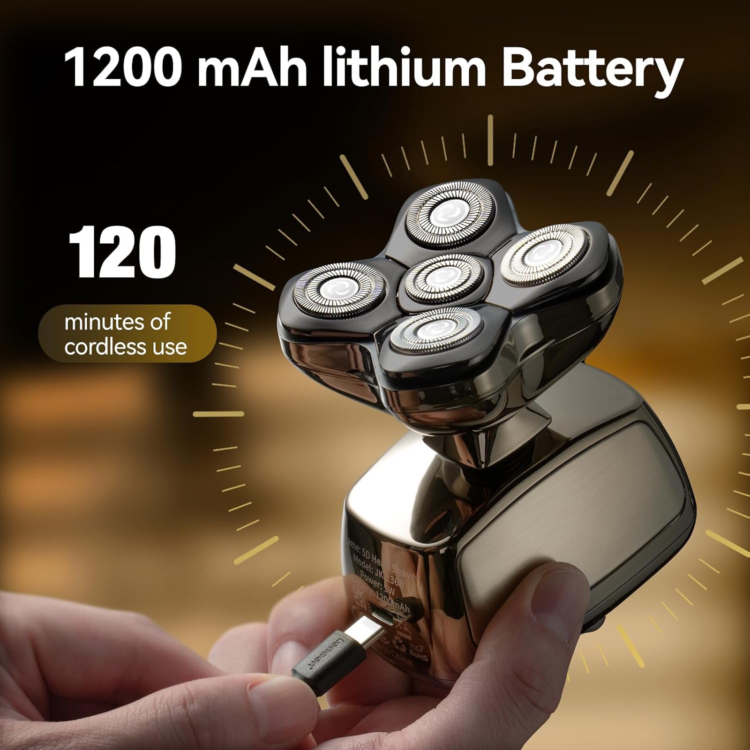 Thumbnail 4 de 3-in-1 Magnetic 5D Rotary Head Shaver 1200mAh