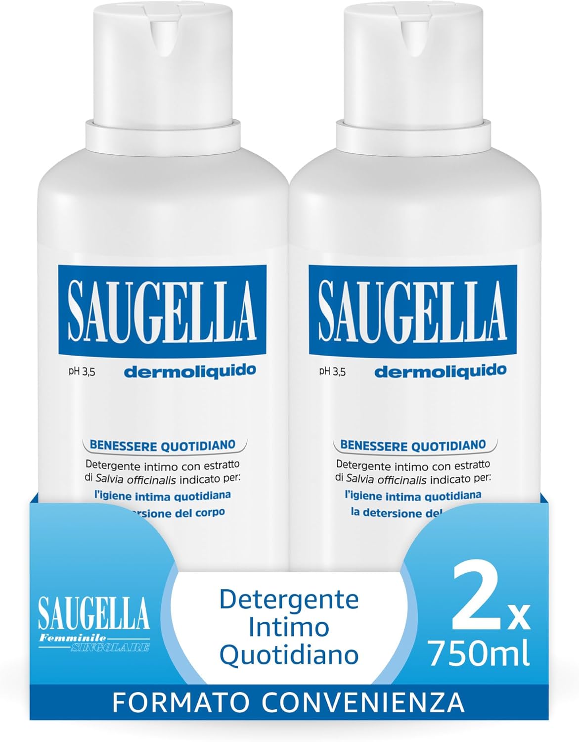 Saugella Dermoliquido Detergente Intimo 2x750 ml