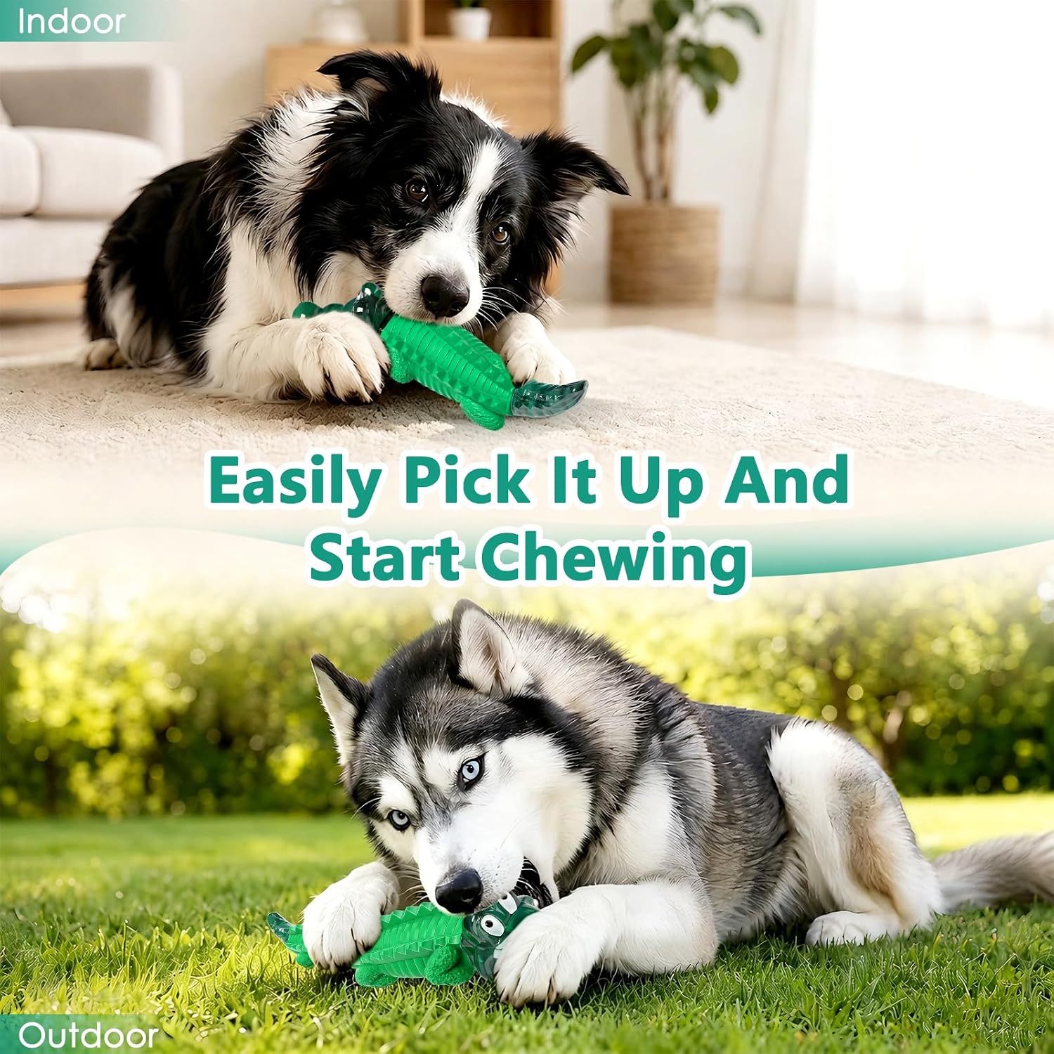 Detalle 2 de Fuufome 001 Alligator Dog Chew Toy, Nylon and Rubber, Milk-Scented