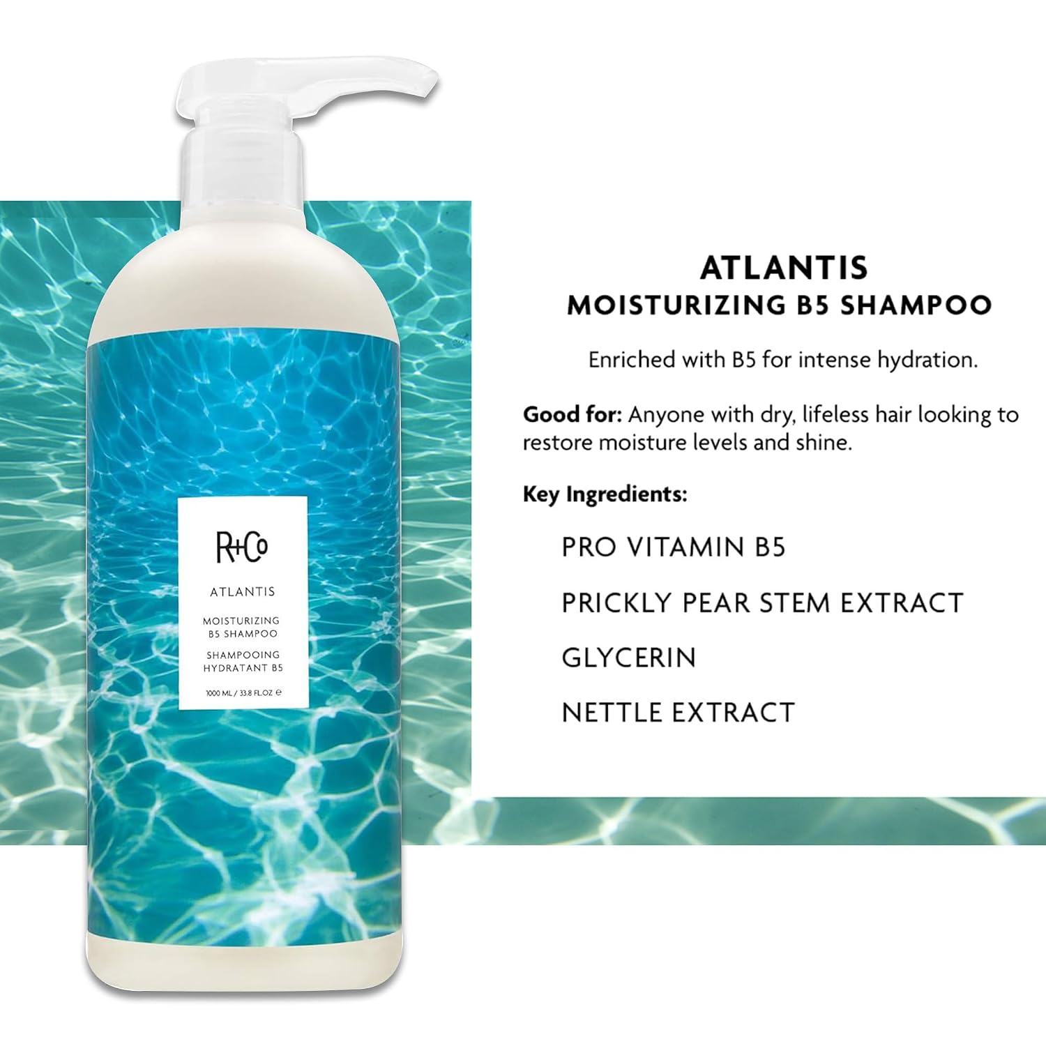 Detalle 2 de R+Co Atlantis Moisturizing B5 Shampoo & Conditioner 33.8oz