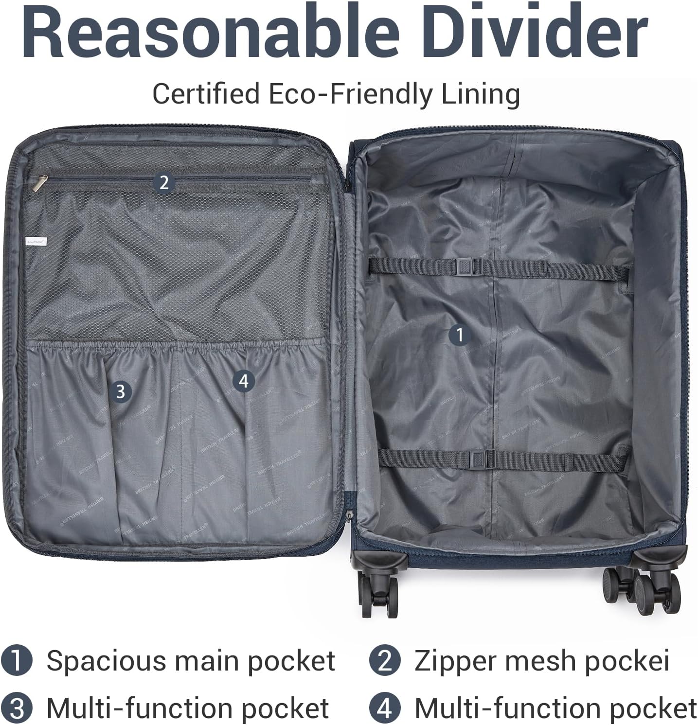 Thumbnail 5 de British Traveller Media medium koffer 68,5 cm, 68 l, TSA-slot en 4 wielen