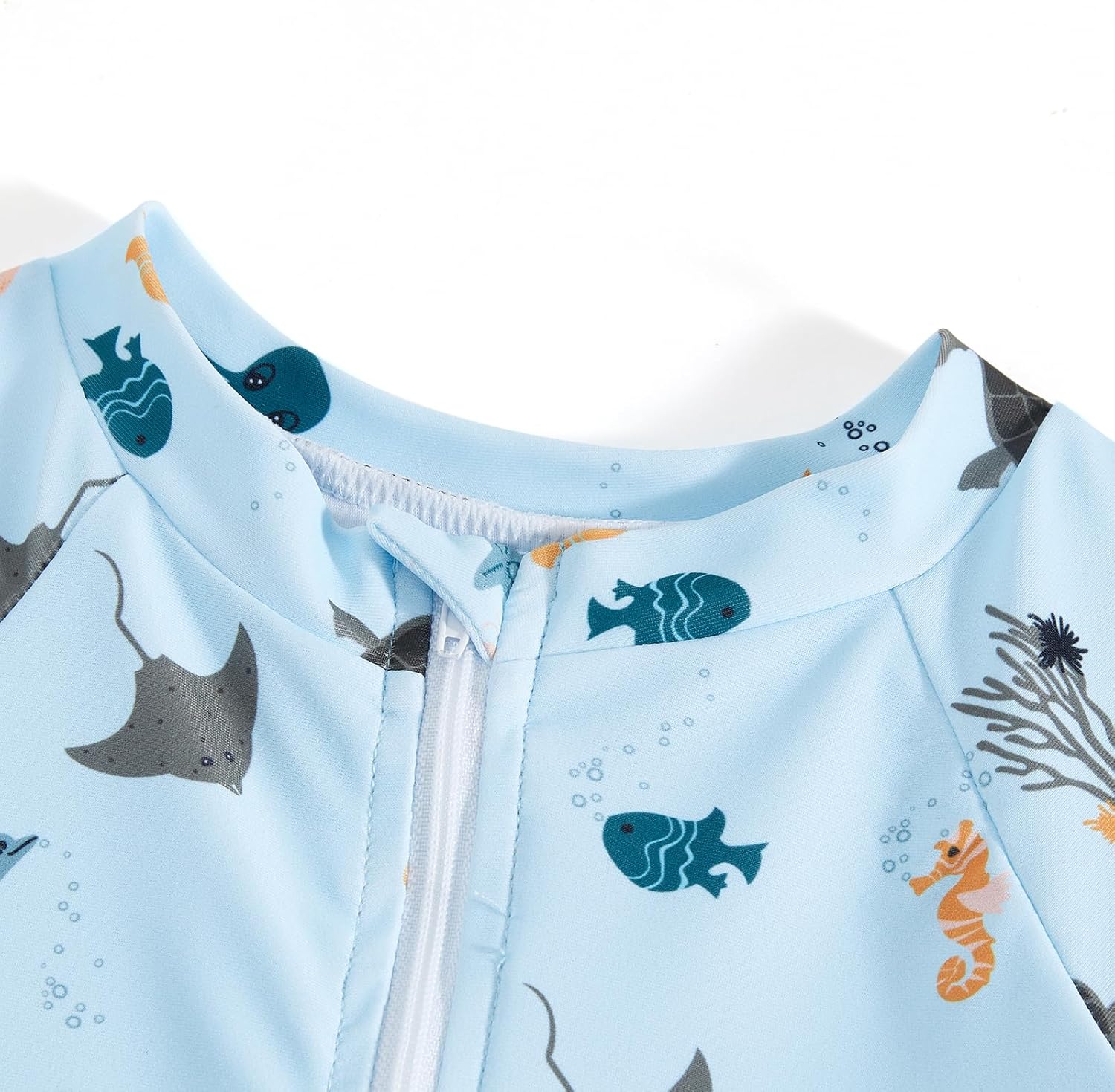 Detalle de JiAmy Baby Boys Swimming Costume with Sun Hat – One-Piece Rash Guard (6M–5Y)