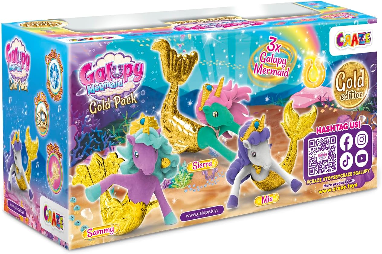 Thumbnail 2 de GALUPY Mermaid Gold Pack : pack de 3 figurines licorne mi-licorne mi-sirène avec cristal Swarovski