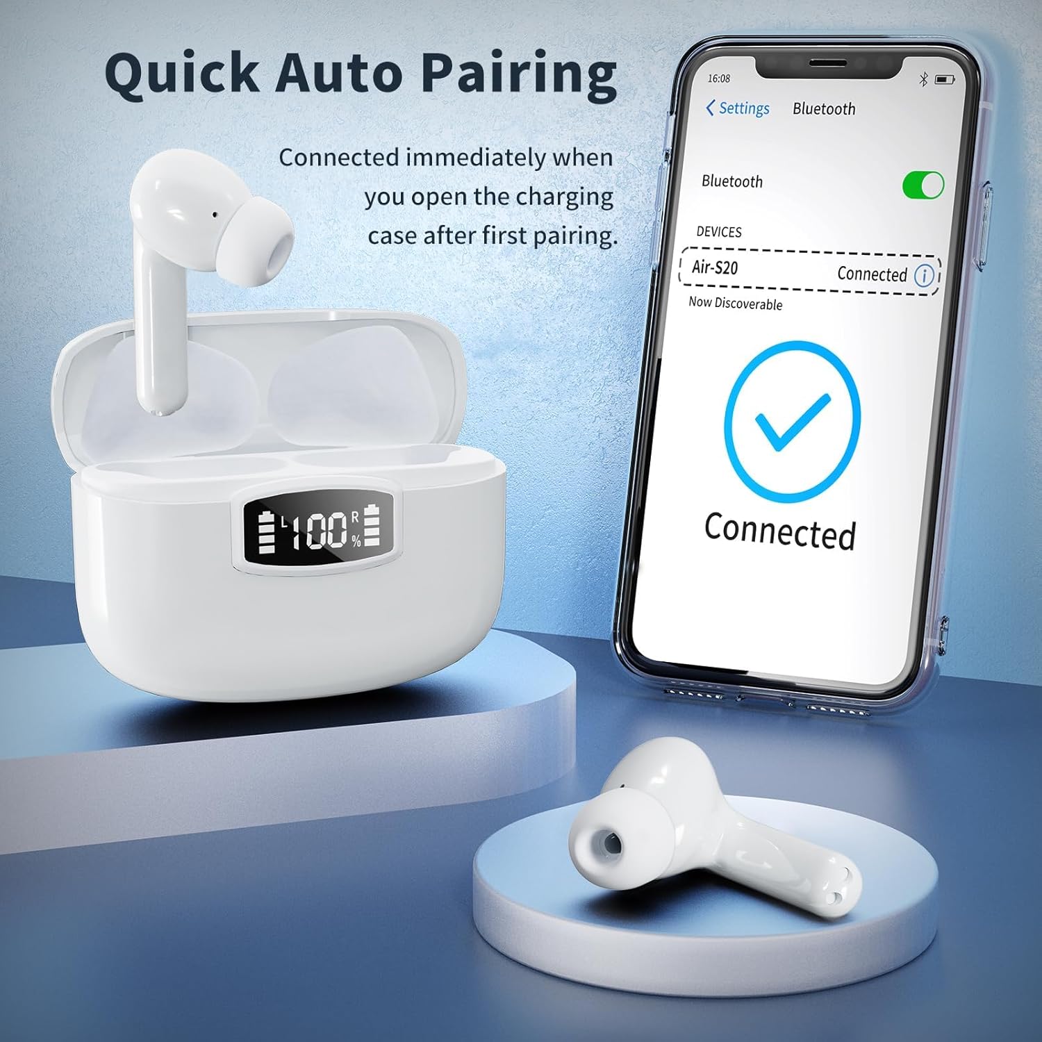 Thumbnail 2 de Wireless Earbuds with Bluetooth 5.3, ENC Noise Reduction and 40H Playtime