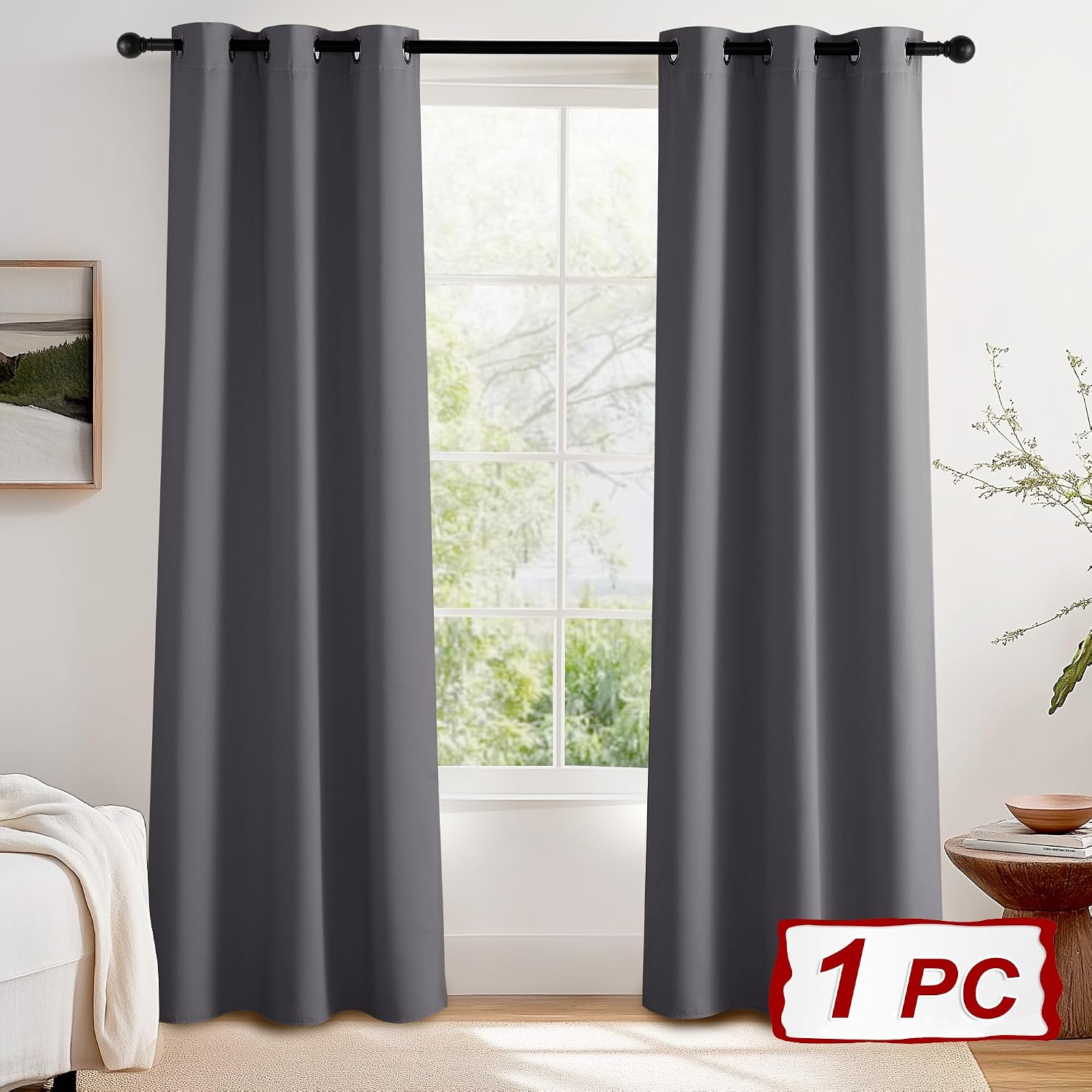 Detalle 2 de PONY DANCE Grey Blackout Curtain 84in drop, eyelet 🚪