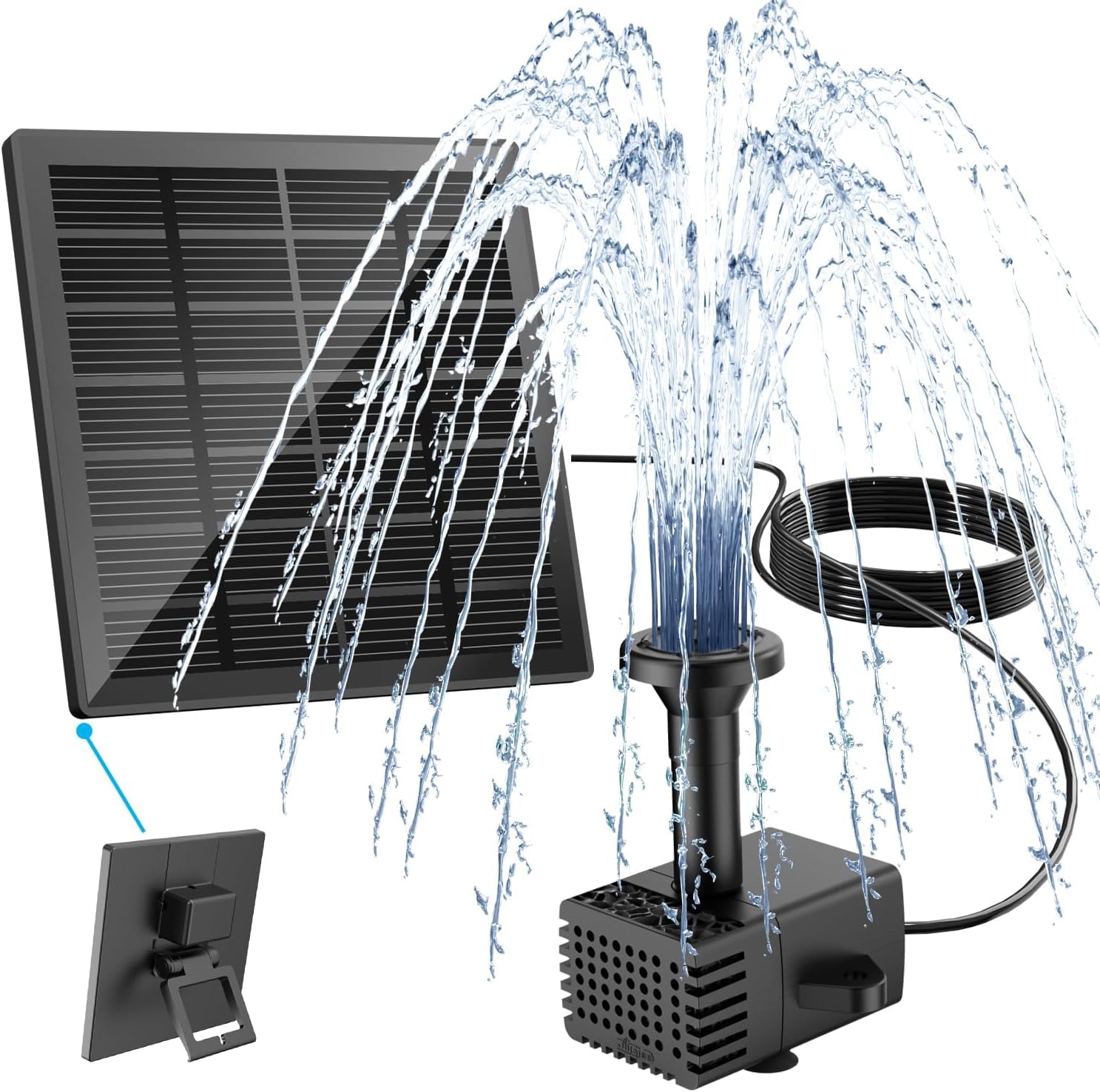 Yzert Solar Springbrunnen 1,8W (Glas) 2026 Teichpumpe mit 8 Effekten und 3 m Kabel – schwimmende Fontäne für Garten & Vogelbad