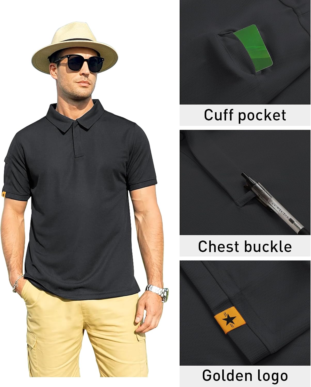 Thumbnail 1 de ZITY Men’s Short-Sleeve Polo Shirt (Athletic, Tactical-Style) for Golf & Everyday Wear