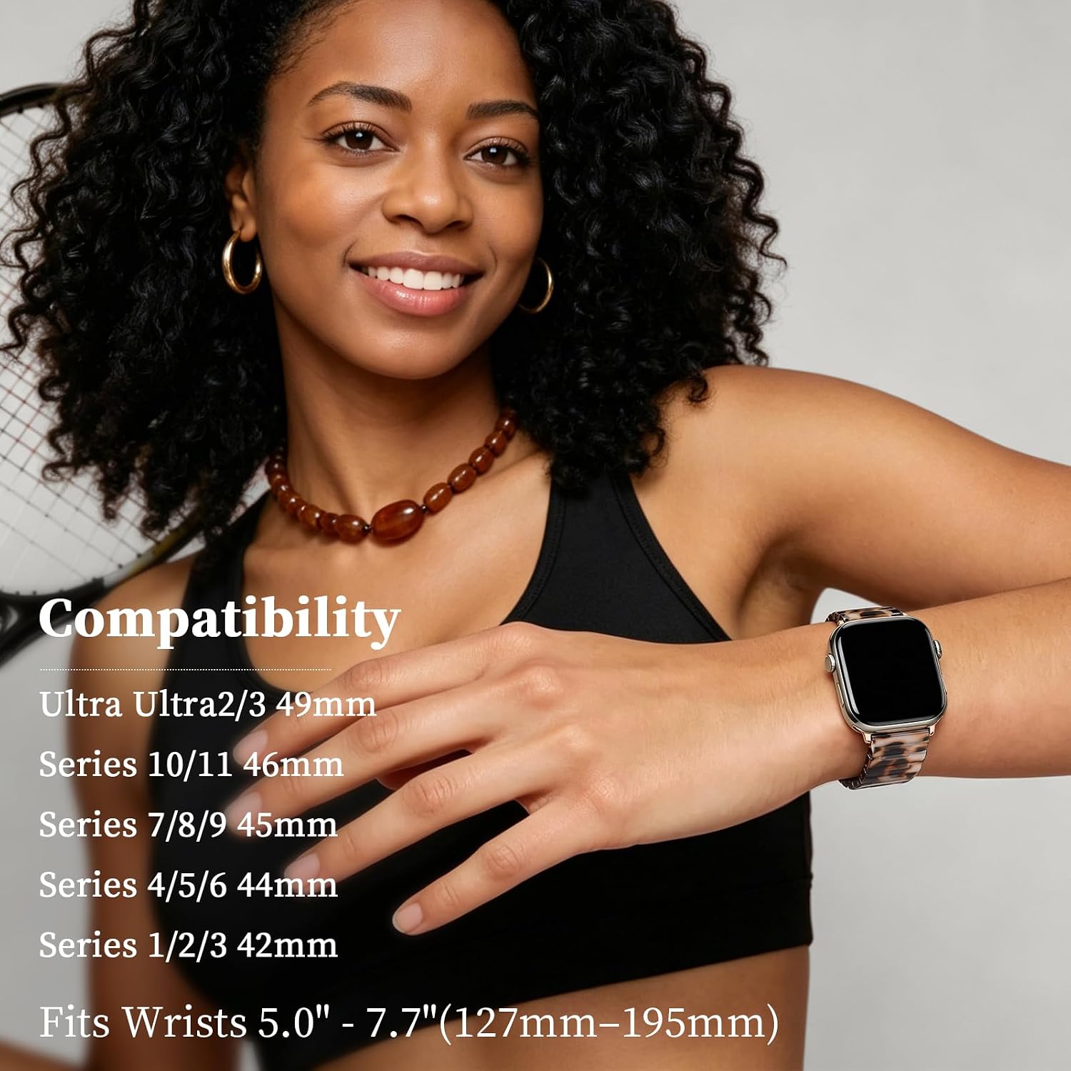 Detalle de Wutwuk Resin Straps for Apple Watch (46mm/44mm/45mm/49mm/42mm) with Stainless Steel Buckle
