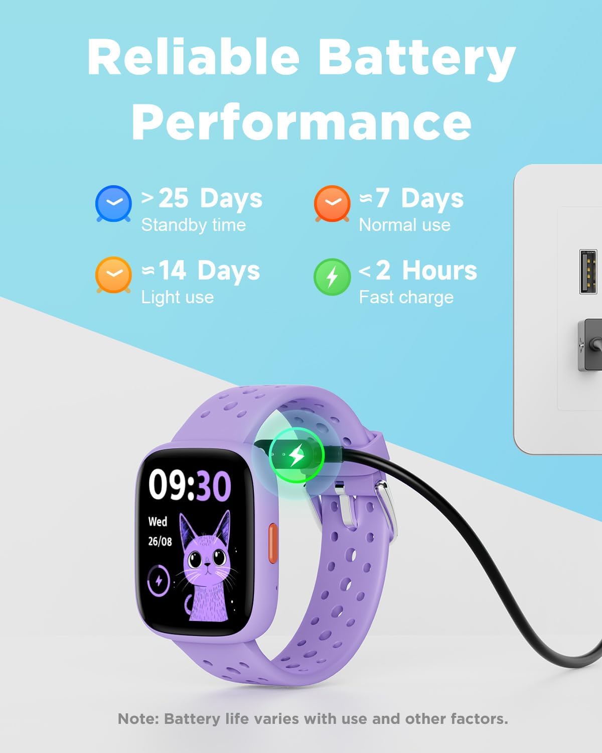 Thumbnail 6 de BIGGERFIVE Brave 2 Kids Smart Watch (Lilac) – No Phone Needed, 1.8" Fitness Tracker