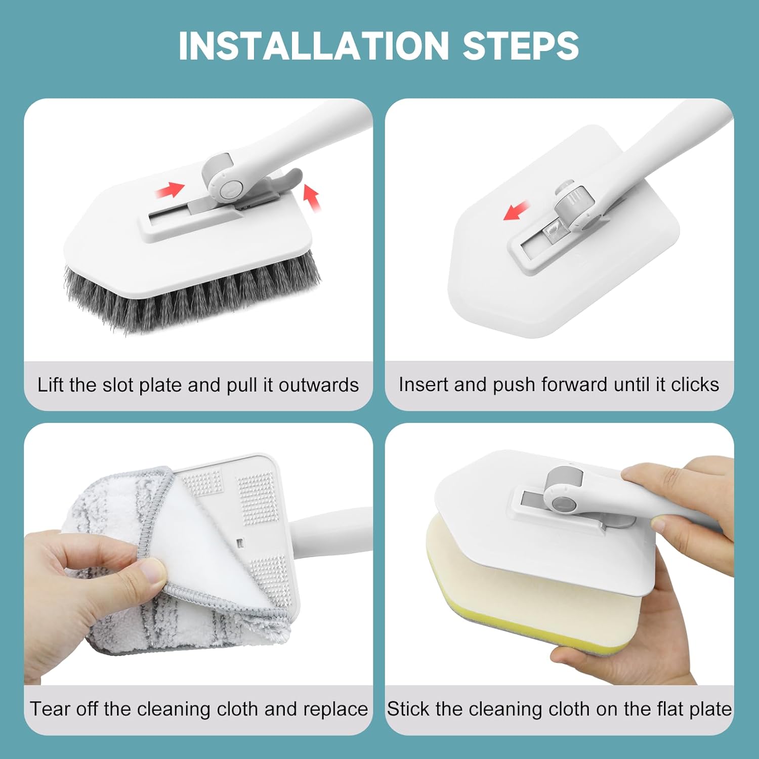 Thumbnail 5 de nacena Shower Scrubber with Long Handle, 3-in-1 Tile & Tub Scrubber Brush (Adjustable, Detachable Heads)