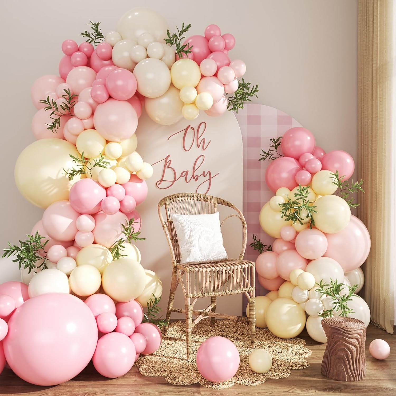 Detalle de Pink and Yellow Balloon Arch Kit: 124-Piece DIY Garland for Party Decor