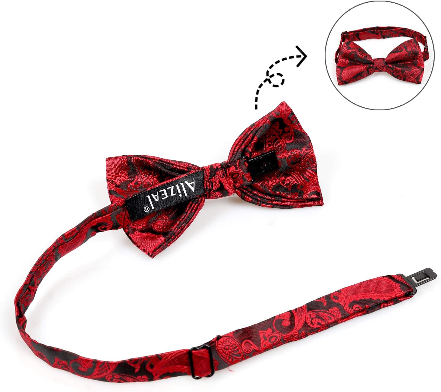 Thumbnail 6 de Alizeal Men's Paisley Bow Tie, Hanky and Cufflinks Set