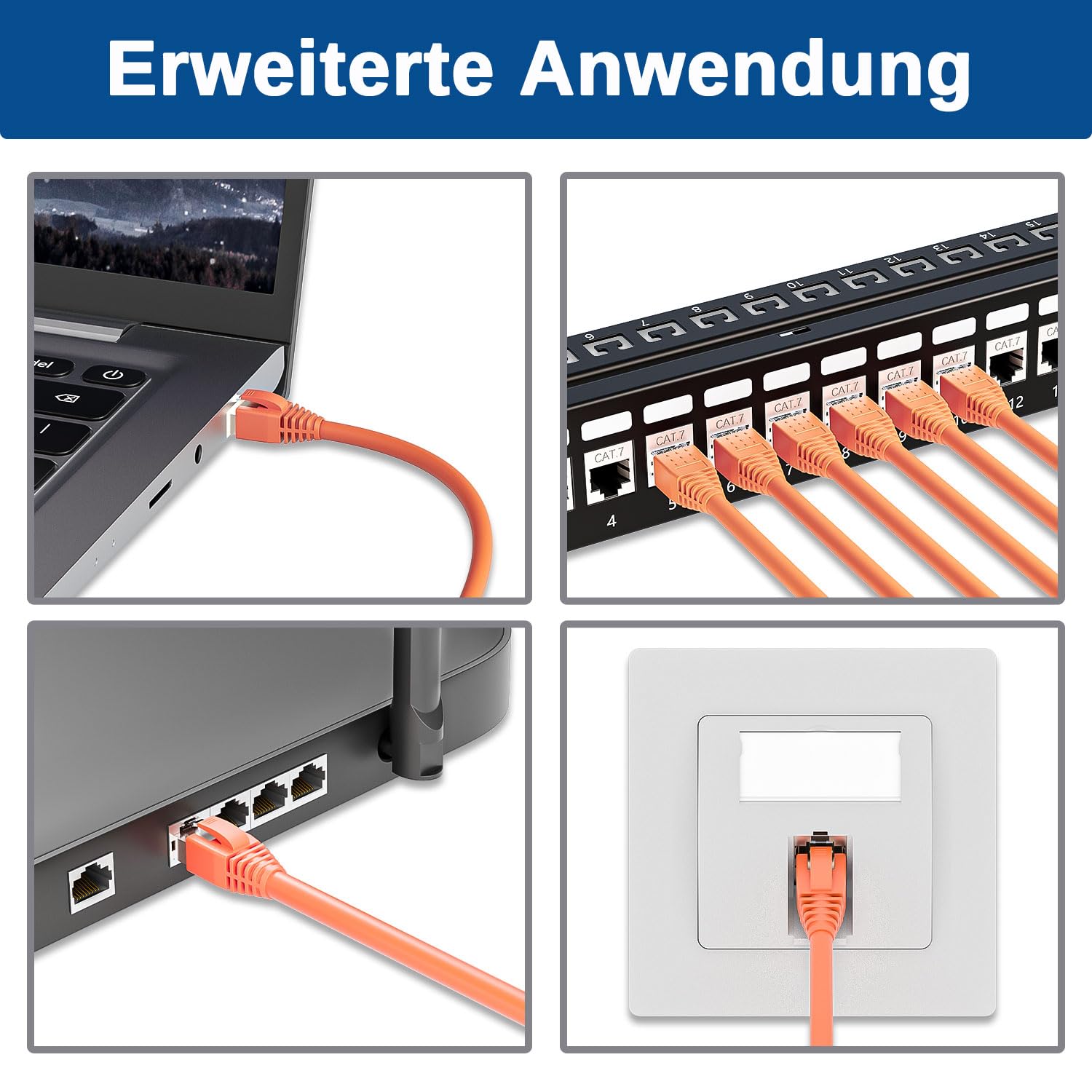 Detalle de iwillink 20x RJ45-Stecker CAT 7 (50 µ) geschirmt, Pass-Through – für Cat 7/Cat 6A, mit Einfädelhilfe & Knickschutz