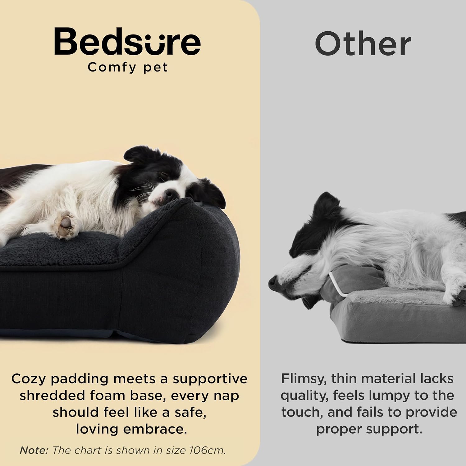 Thumbnail 2 de Bedsure XL Orthopedic Dog Bed Large – 106x76cm with Waterproof Cover and Plush Sherpa