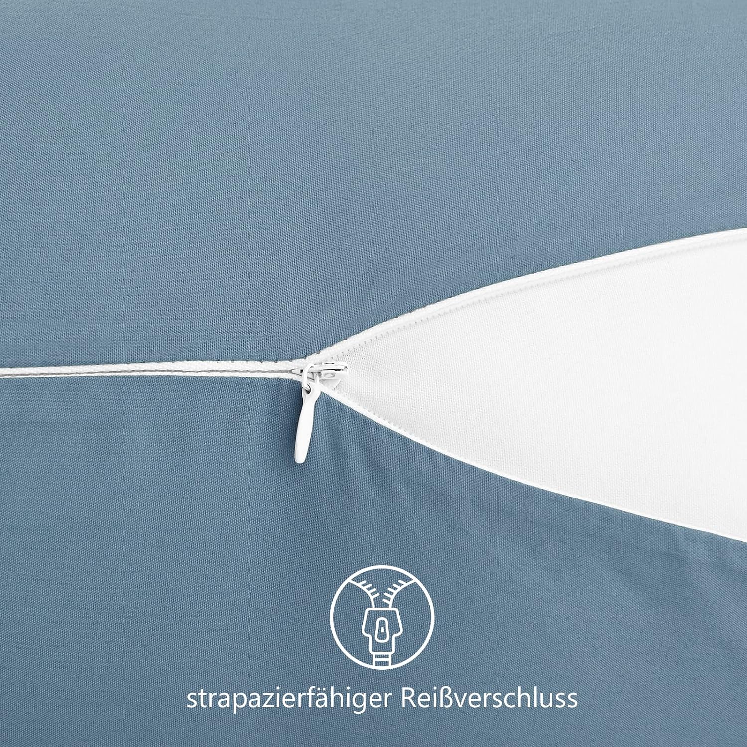 Detalle de REDKEY Kissenbezug 40x80 cm, 2er Set – graublau, mit Reißverschluss, Mikrofaser
