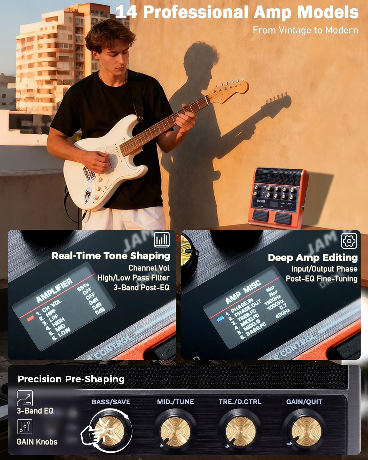 Thumbnail 3 de JOYO JAM Buddy II 10W Portable Guitar Amp with 14 Amp Models and OTG Recording