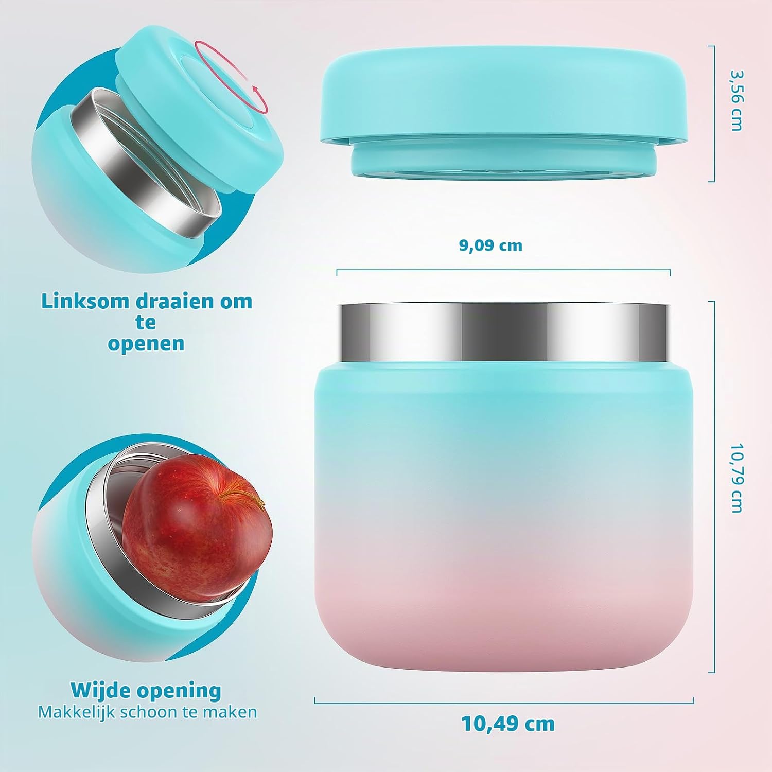 Detalle 2 de WayEee thermosbeker voor eten, 385 ml, roestvrij staal en lekbestendig