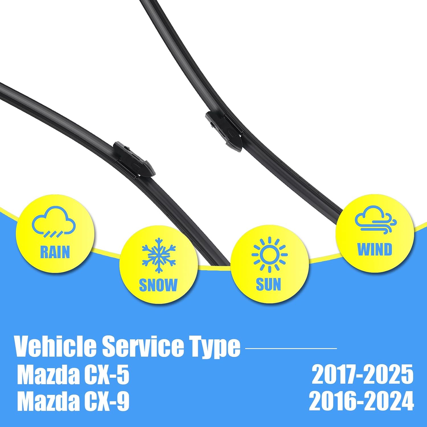 Detalle de Gavimnal 24"+18"+14" Silicone Wiper Blades Replacement for Mazda CX-5 2017-2025 & CX-9 2016-2024 (Set of 3)