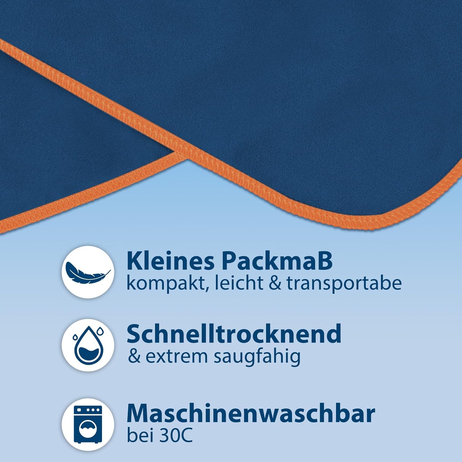 Detalle de KUOGAS Poncho da bagno in microfibra 110x74 cm – Blu scuro (M) per spiaggia e surf