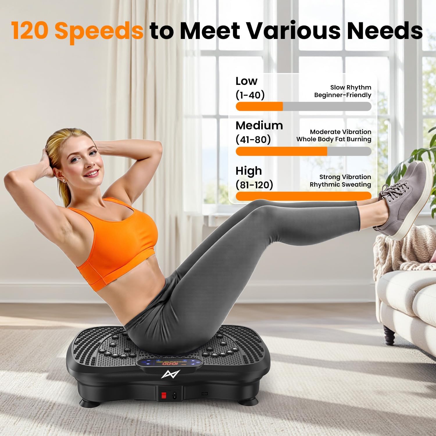 Thumbnail 3 de AXV Vibrating Exercise Plate for Full-Body Fitness (with Remote Control & Resistance Bands)