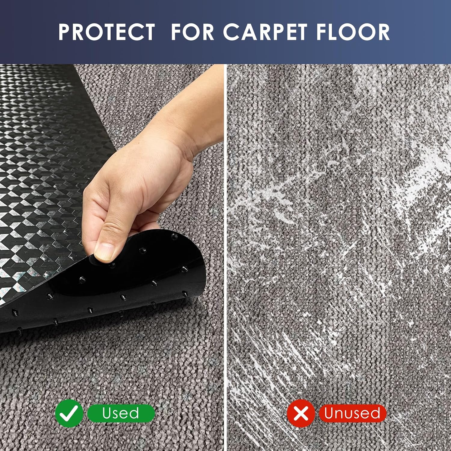 Detalle 2 de Vicwe 48 x 36-Inch PVC Office Chair Mat for Low-Pile Carpet with Studs