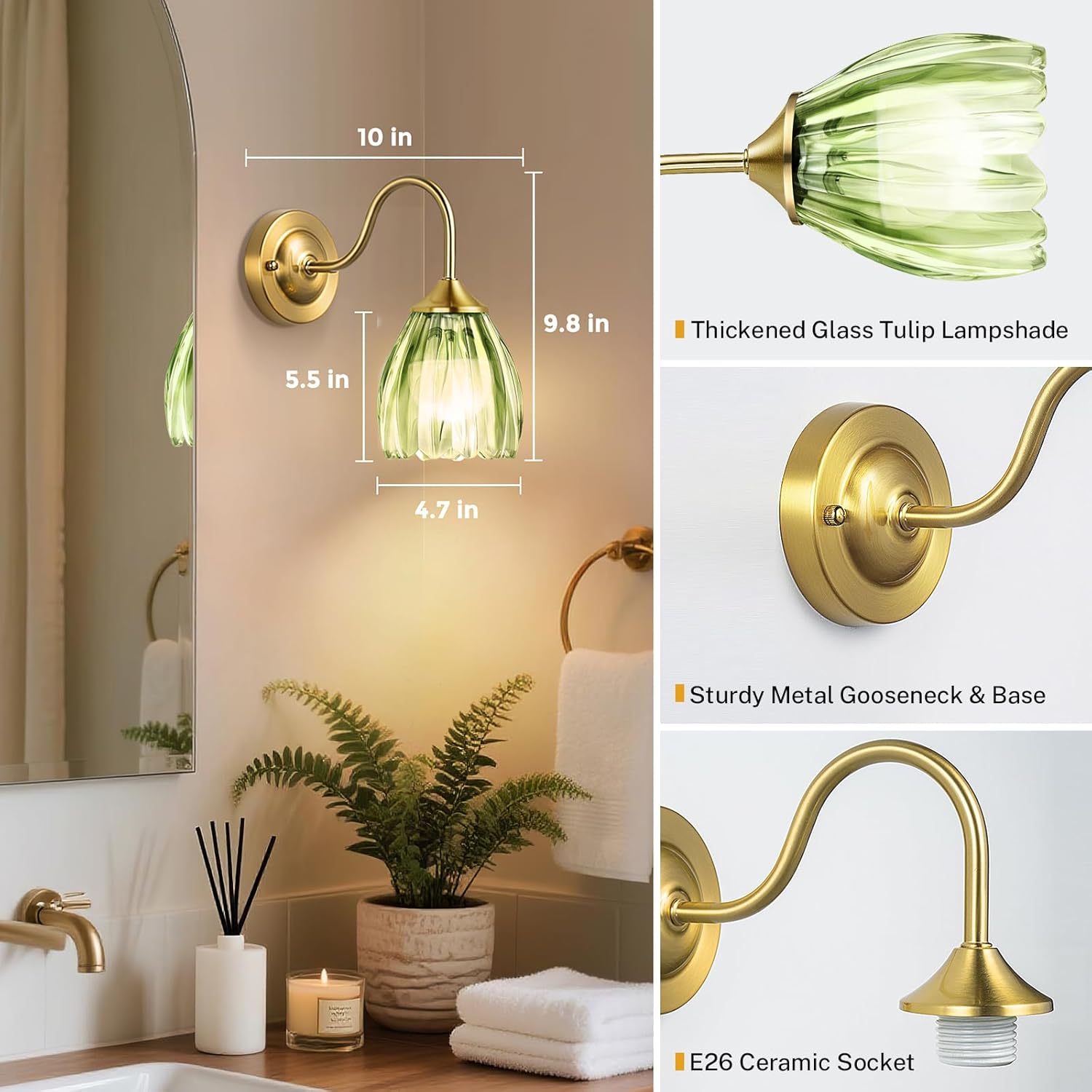Thumbnail 4 de LumaBrite Vintage Rechargeable Wall Lights (Set of 2) with 8000mAh Battery, 12 RGB + 3 CCT, Remote Control