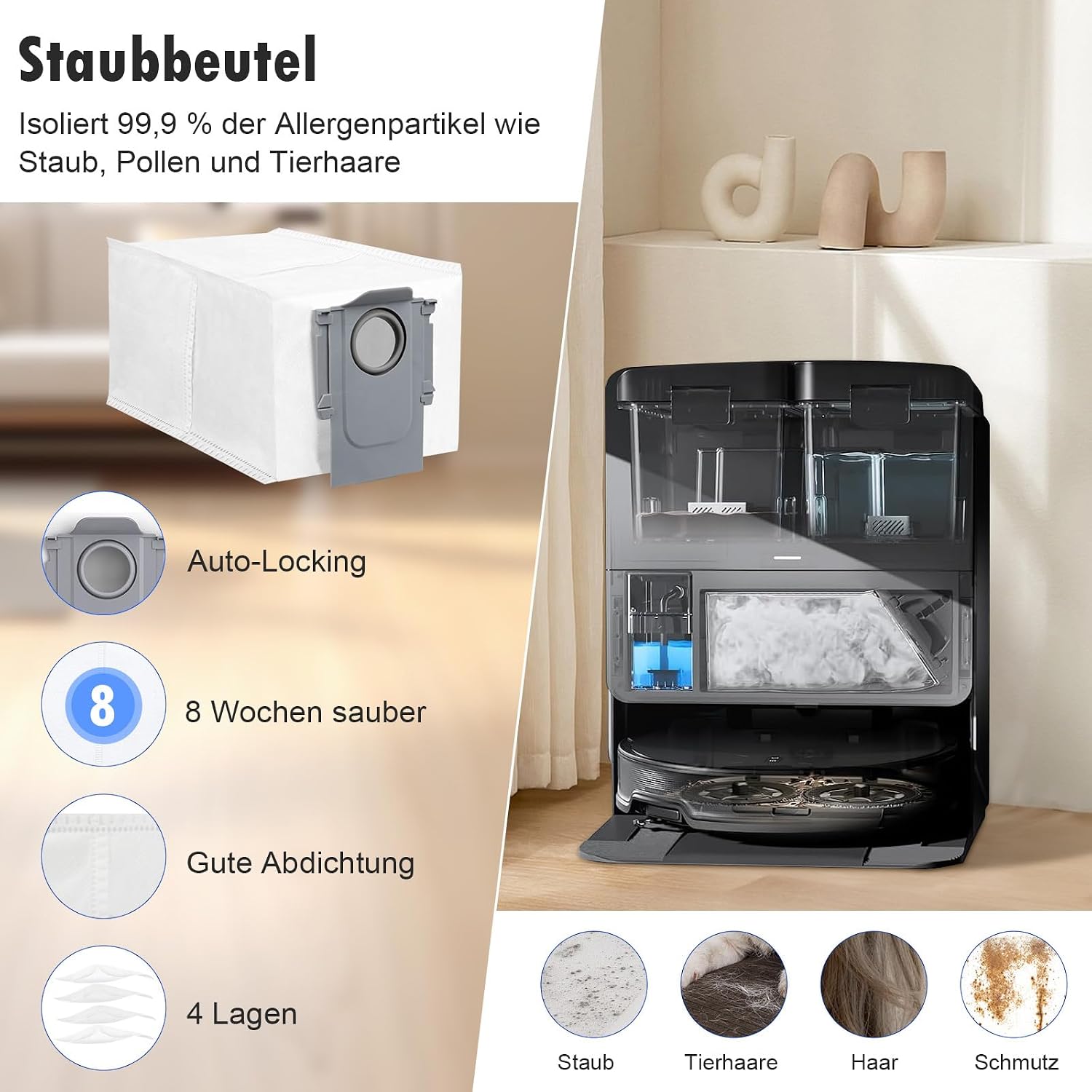Detalle de 24-teiliges Zubehör-Set für Roborock Saros 10R/20, Qrevo CurvX/Curv 2 ProX/Saugroboter