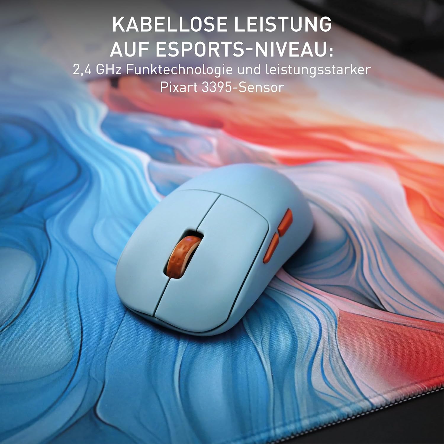 Detalle de CHERRY XTRFY M68 Wireless – ultraleichte kabellose Gaming-Maus mit 2,4-GHz-Funk für kompetitives Spielen