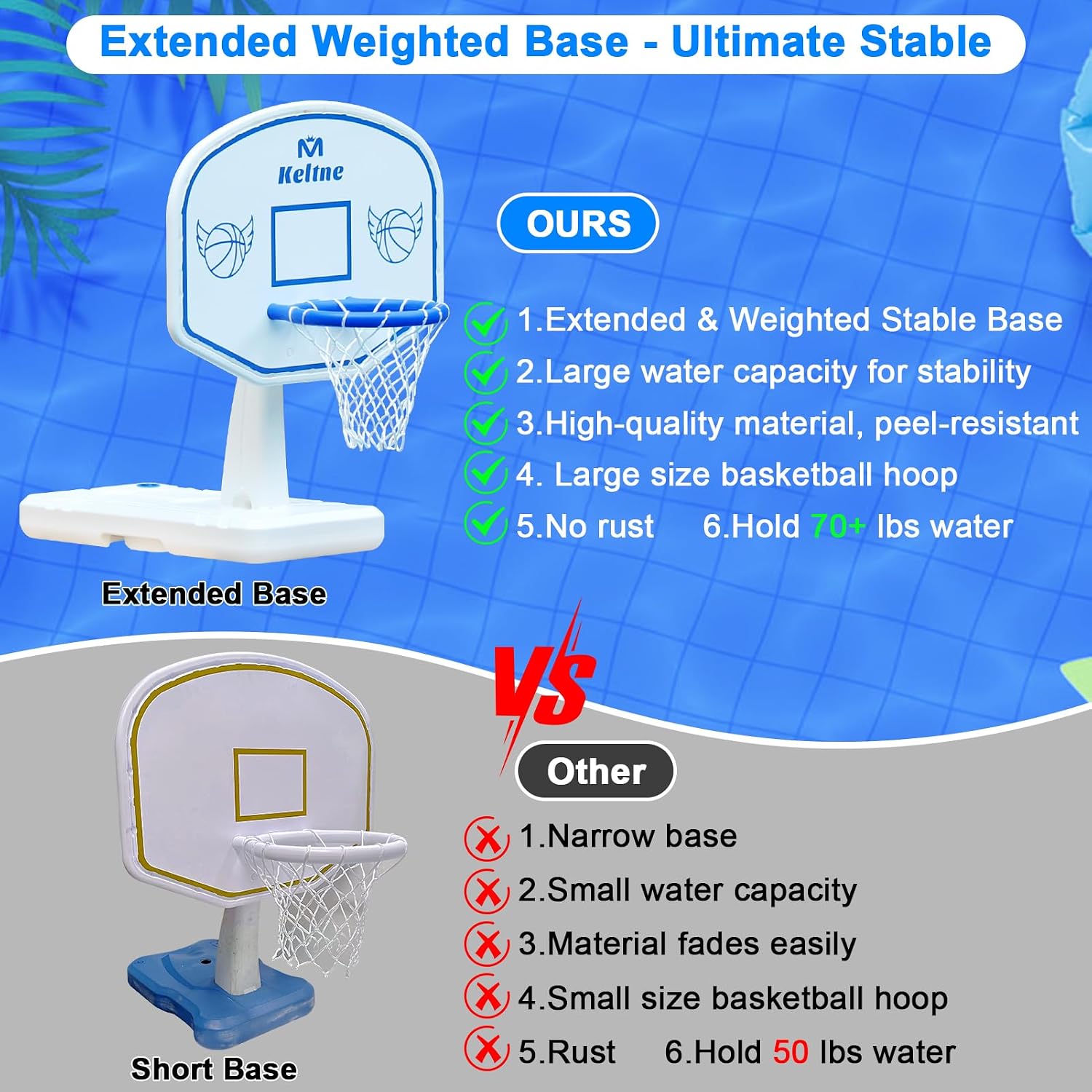 Detalle de Pool Basketball Hoop: Oversized 34" x 34" x 42.2" Water Basketball Game for Pool or Deck