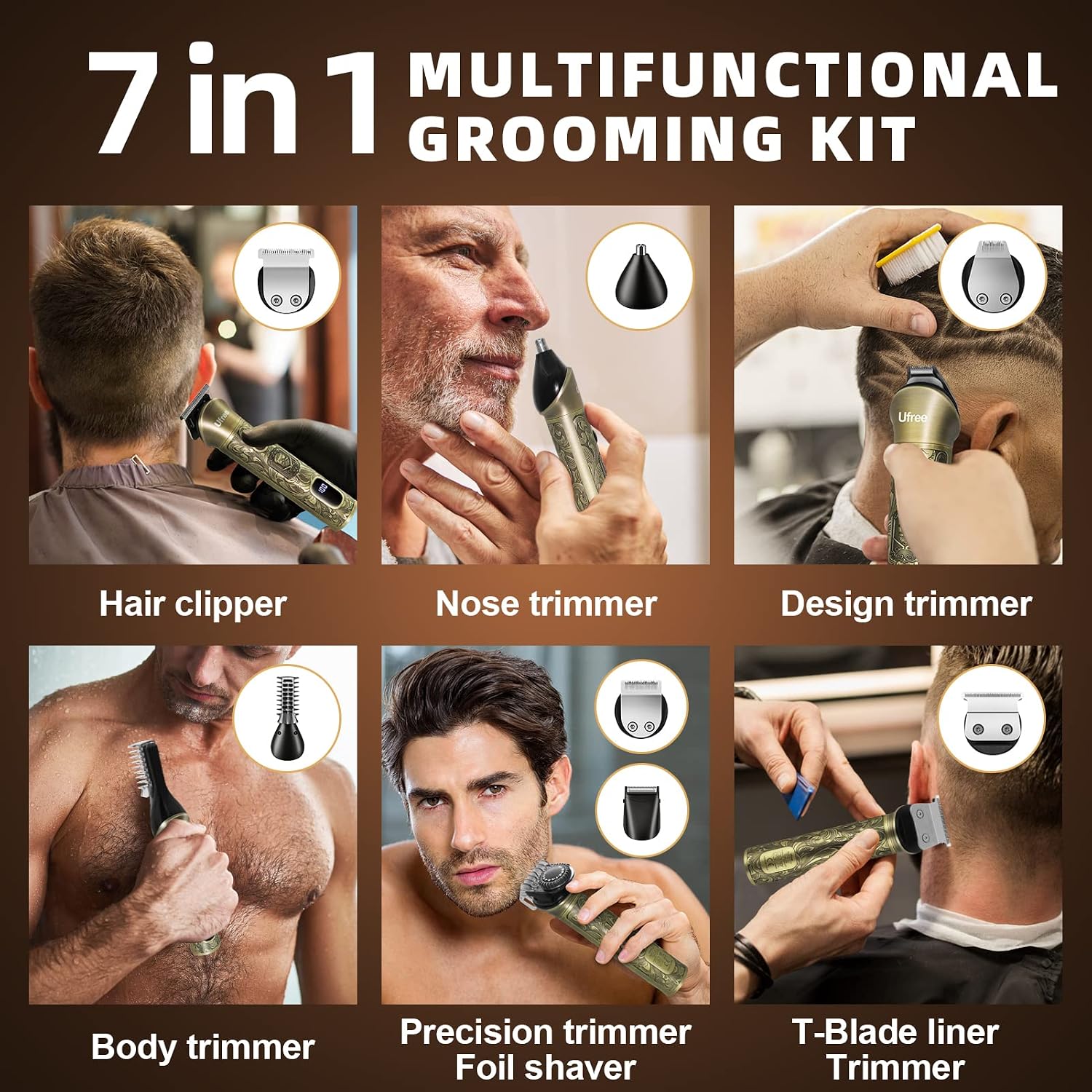Detalle 2 de Ufree Beard Trimmer 6500RPM cordless kit