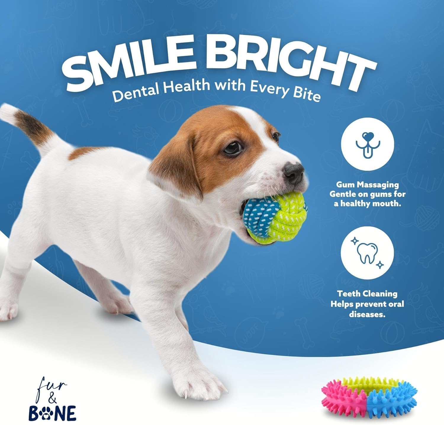 Thumbnail 3 de Fur & Bone Dog Chew Toys (10-Pack) – Puppy Teething & Interactive Set