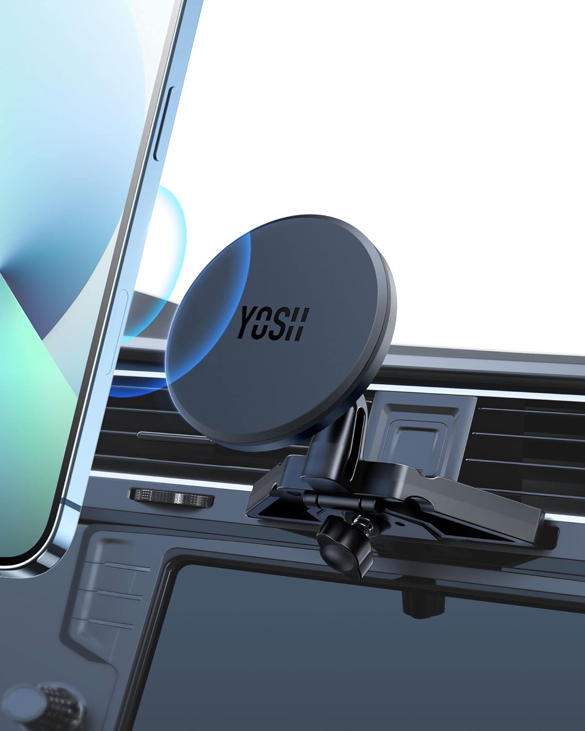 Detalle de YOSH Porta Cellulare Auto CD MagSafe: supporto girevole 360° per iPhone 12–16 e custodia MagSafe