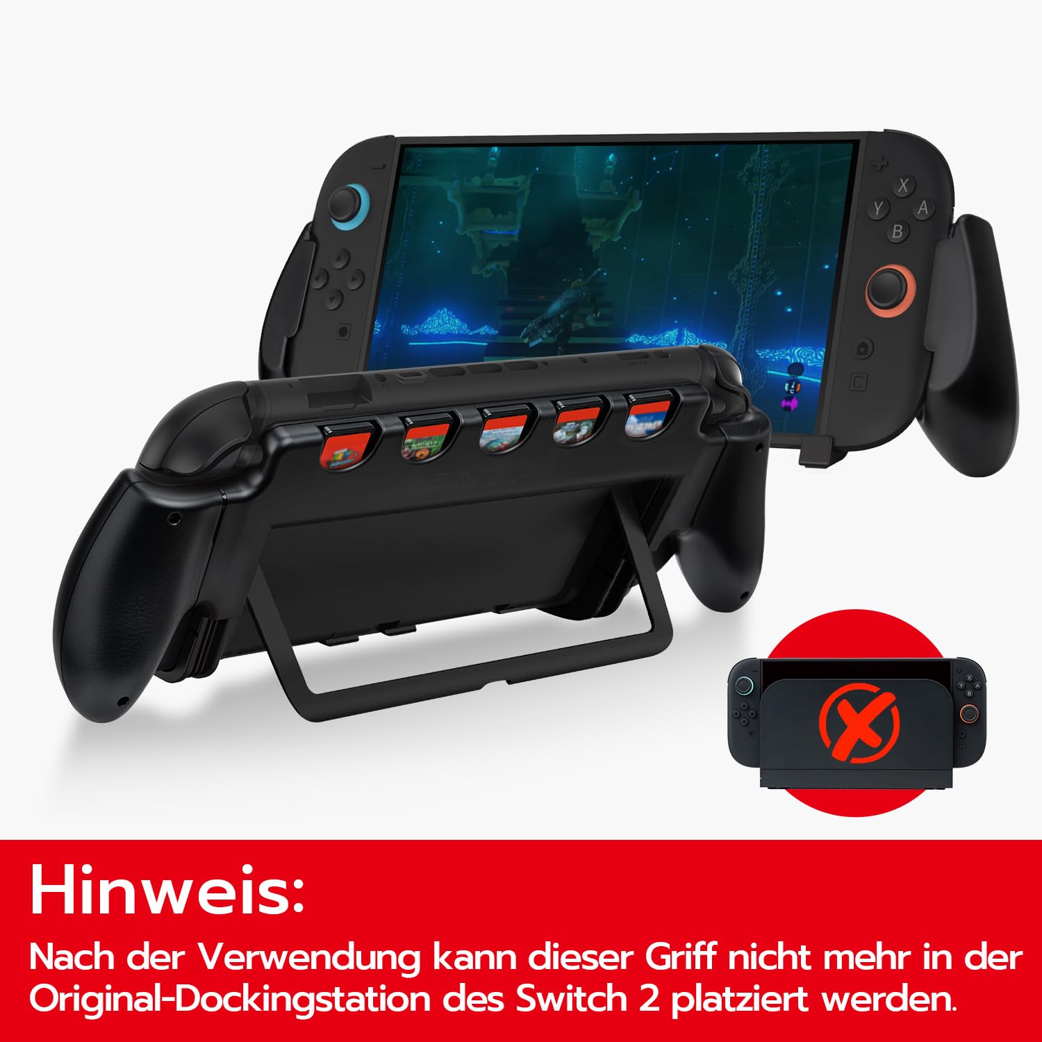 Detalle de Nintendo Switch 2 Schutzhülle mit Griff, 5 Spiele