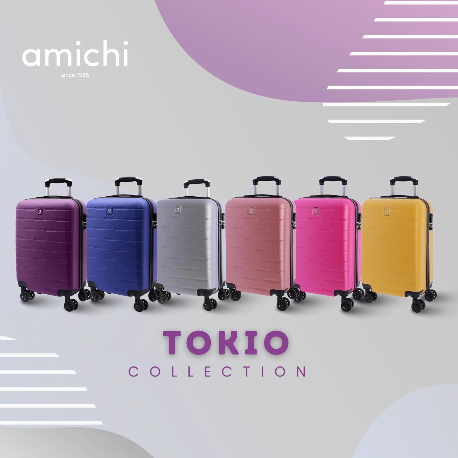 Thumbnail 6 de AMICHI Valises de Voyage Cabine – Trolley 55x40x20 cm, 4 roulettes 360°, cadenas numérique, conforme Ryanair