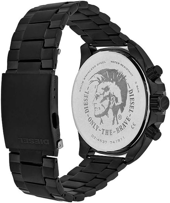 Detalle de Diesel MS9 Herren-Uhr – Chronograph, 48 mm, rundes Edelstahlgehäuse, Zifferblatt in Schwarz