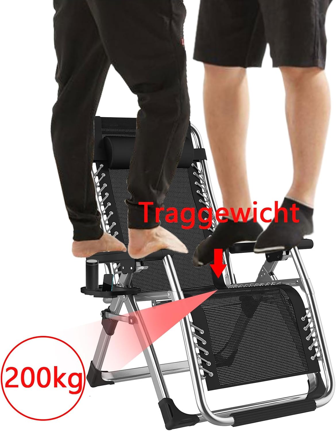 Thumbnail 4 de TYGYSDO Gartenliege klappbar mit verstellbarer Rückenlehne bis 200 kg (silbrig, 77 cm)