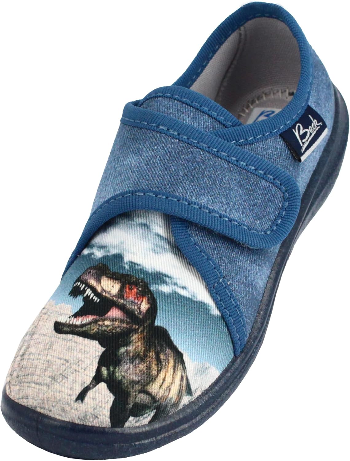 Detalle de Beck Jungen 3085 Hausschuh – Dino-Design, atmungsaktiv, rutschhemmend