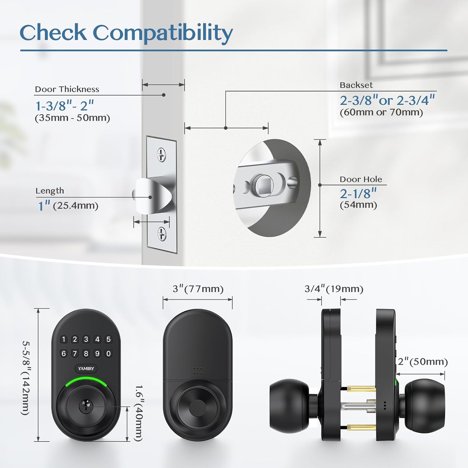 Detalle 2 de Yamiry Smart Door Knob Lock, 20 User Codes