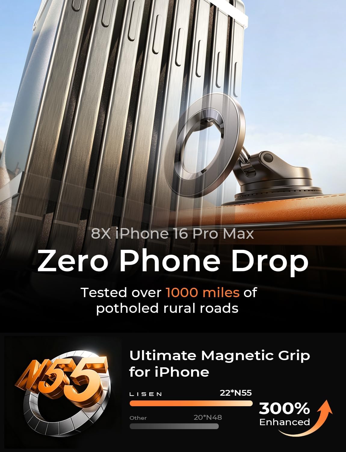 Detalle de LISEN Magsafe Car Mount magnetic phone holder