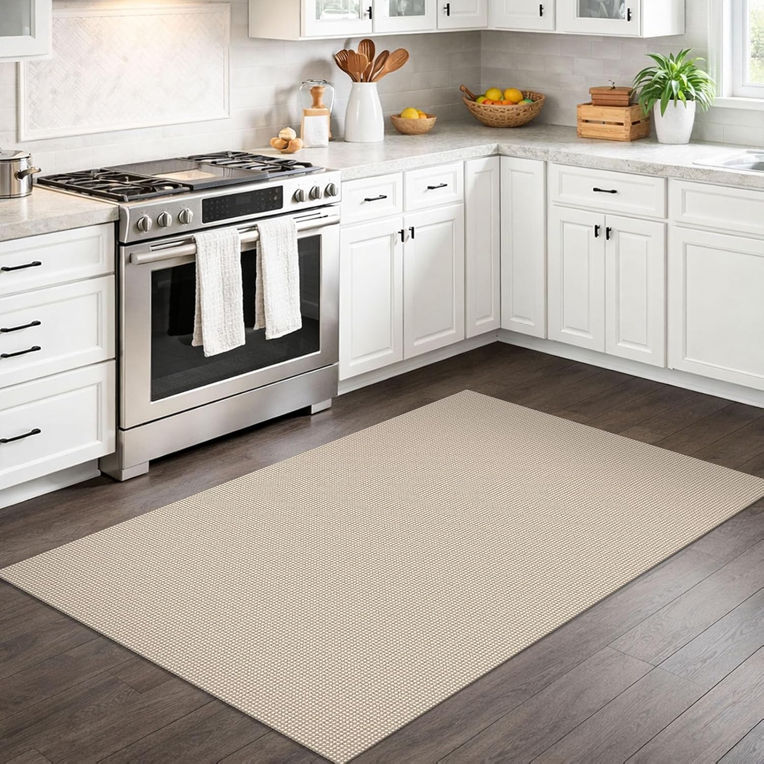 Thumbnail 6 de IOHOUZE Washable Area Rug 3x5 with Non-Slip Rubber Backing (Beige/Khaki)