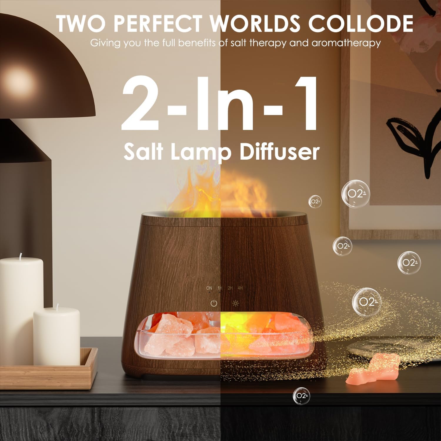Detalle de SALKING 2-in-1 Himalayan Salt Diffuser 150ml 🕯