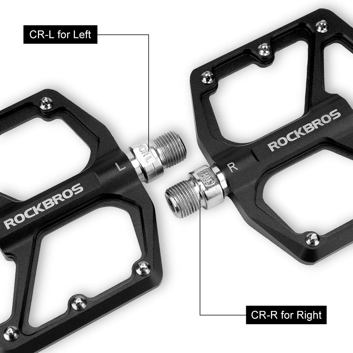 Detalle 1 de ROCKBROS Mountain Bike Pedals: Flat Aluminum 9/16" Sealed Bearing for MTB, Road, and More
